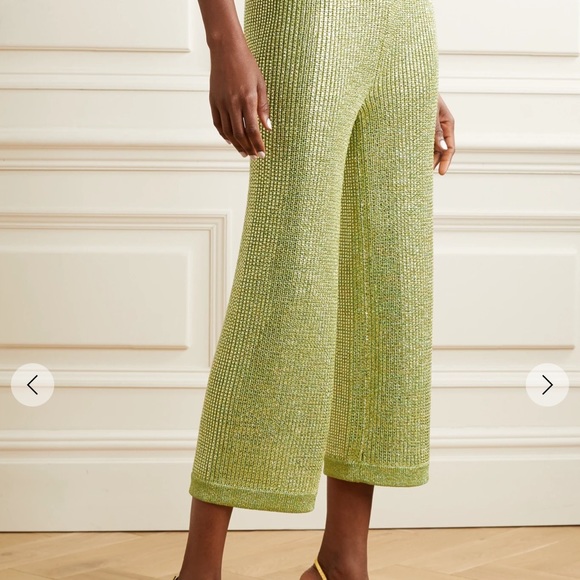 GUCCI Cropped crystal metallic knit wide-leg pants - Picture 2 of 6